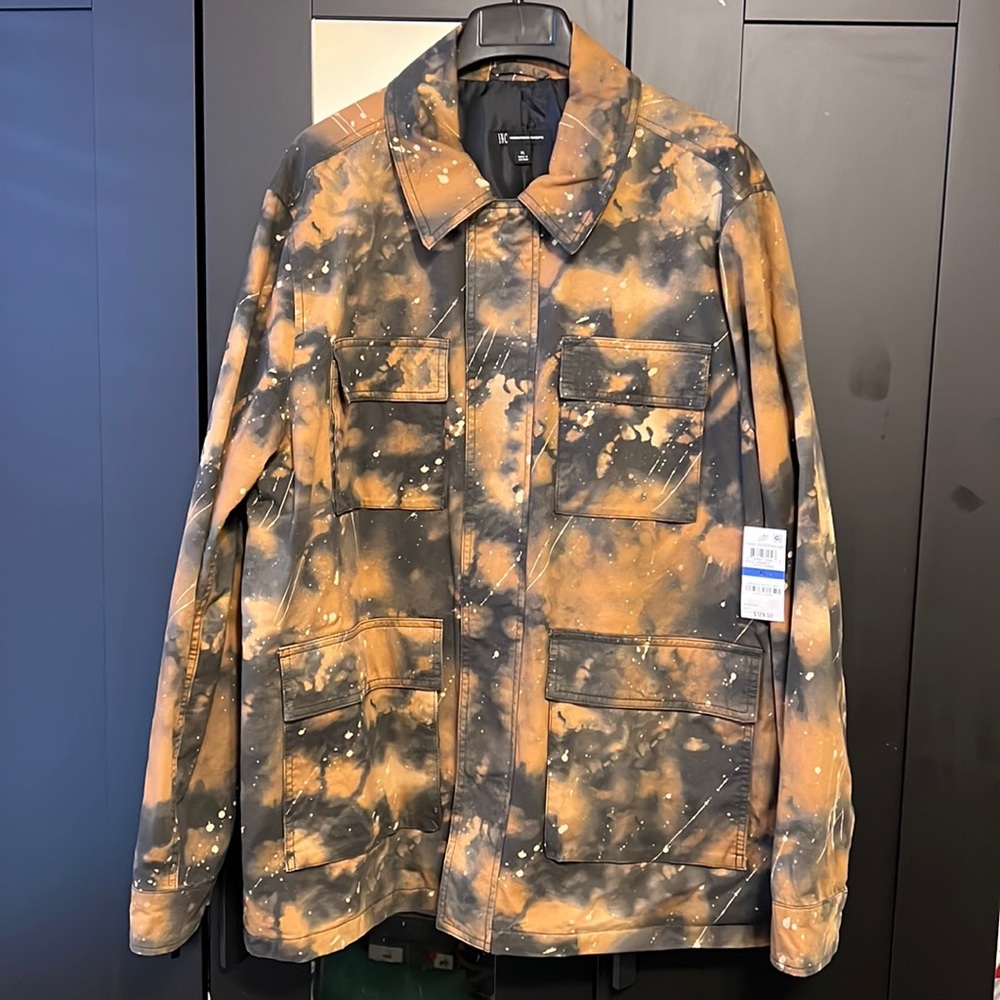 Rust, Green and tan means INC Extra large cargo jacket